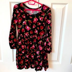 Children’s Place Little Girls Velvet Floral Dress Size 5-6